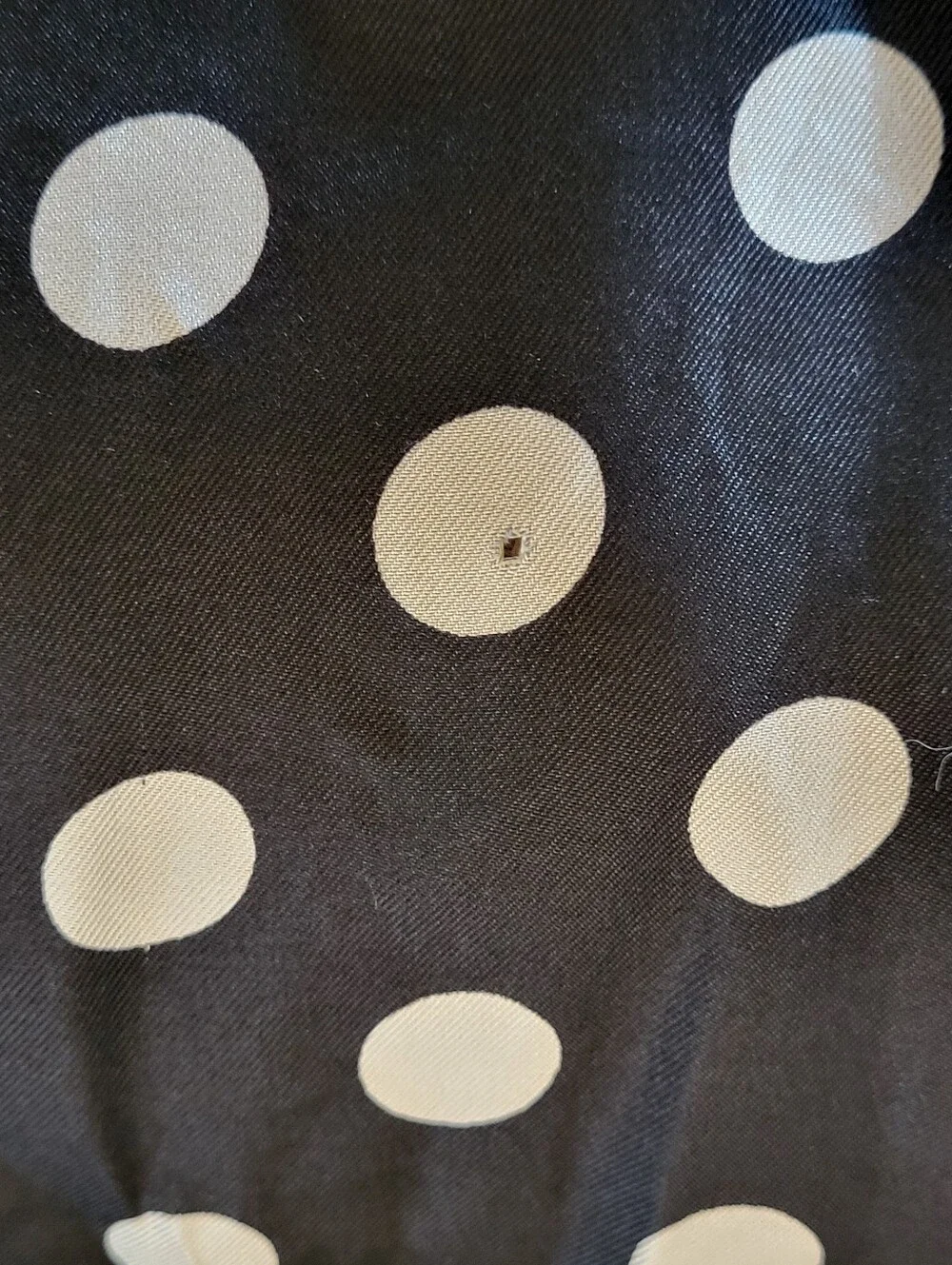 Echo 1970s Ivory/Black Colorblock Polkadot Rectangular Silk Scarf